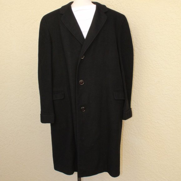 JOHN DAVID BLACK CASHMERE COAT - Picture 1 of 5